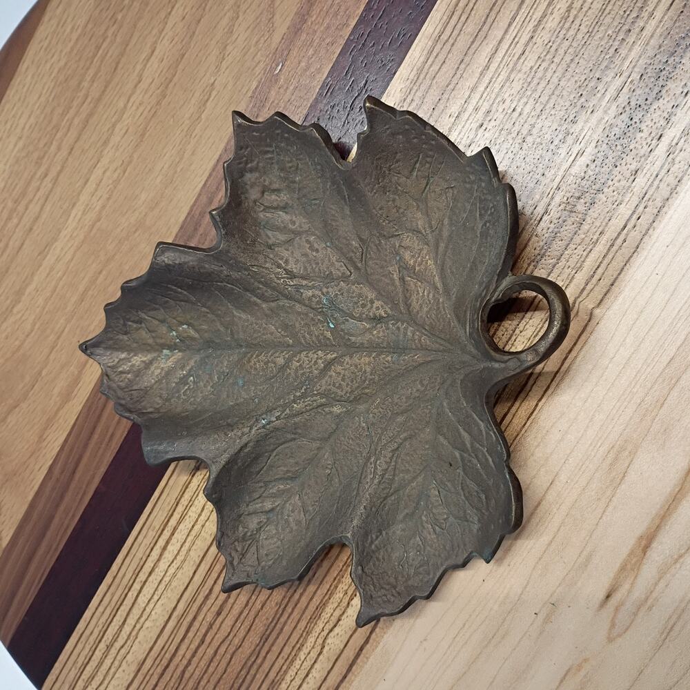 Copper Maple Leaf Small Decorative Plate - Autumn Fall Thanksgiving Decor